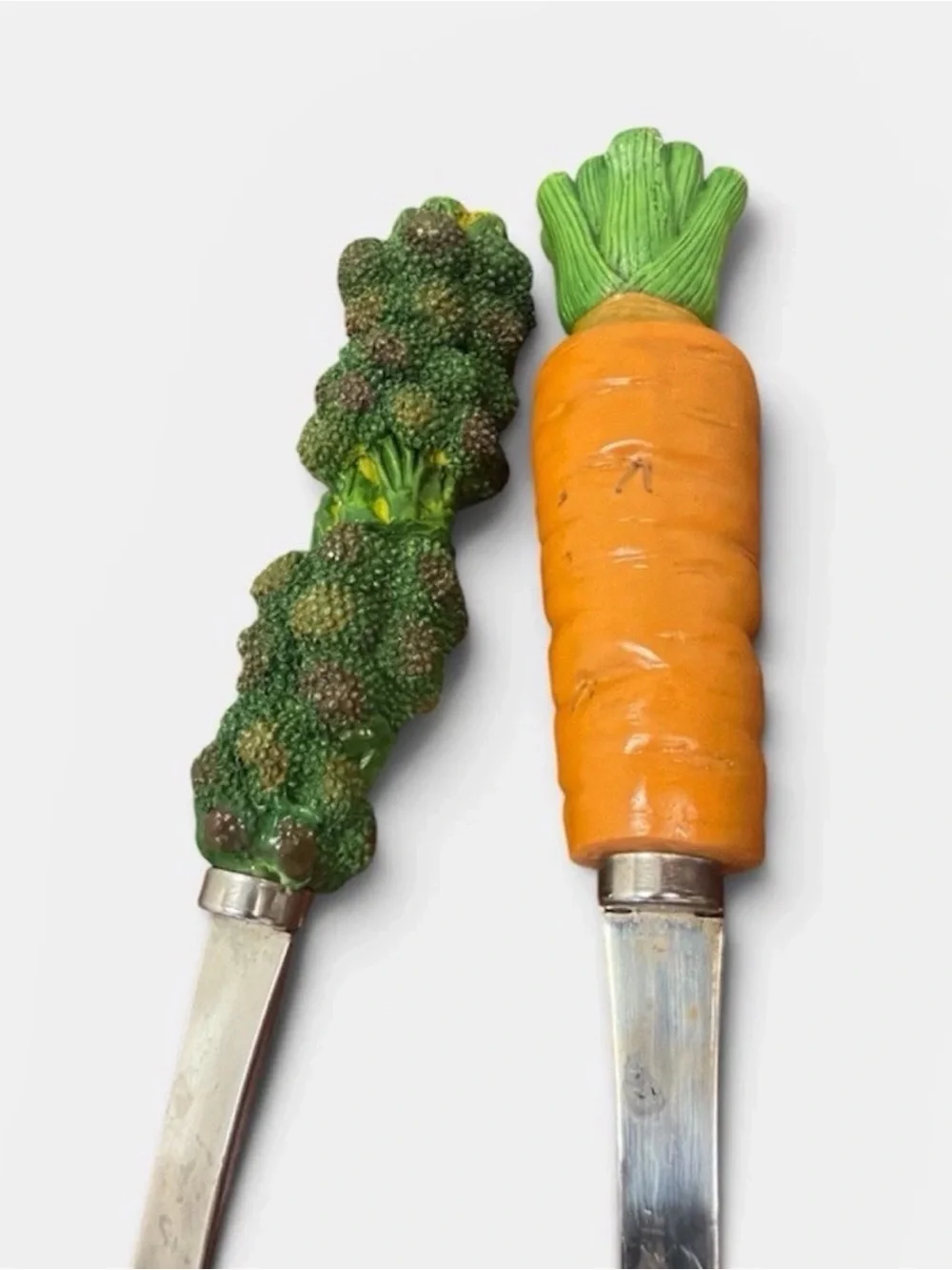 Whimsical Vegetable Salad Servers - Carrot & Broccoli Handles